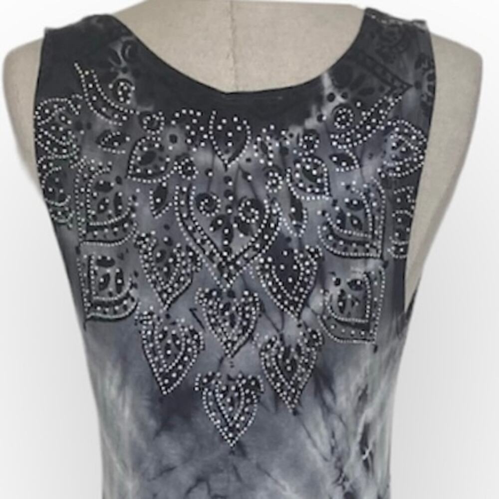 Vocal rhinestone hi low dress, ladies small gray tie dye graphic tank dress - Picture 10 of 11